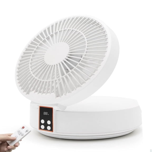 Desktop Fan with Remote, Portable Rechargeable LED Light Fan Air Cooler Mini Desk USB Fan with Quiet Operation, ( Color : White )