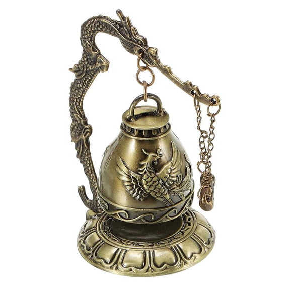 Desktop Feng Shui Chinese Dragon Fengshui Bell Asian Oriental Carved Bronze Collectibles Tibetan for Desk Decor