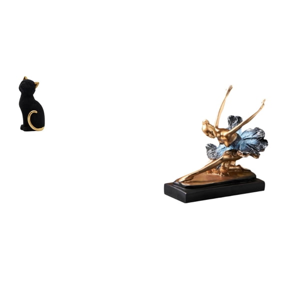 Desktop Figurine Cat Statue Ballet Dancer Resin Material Modern Art Ornament for Living Room Bedroom Shelf Desk Decor