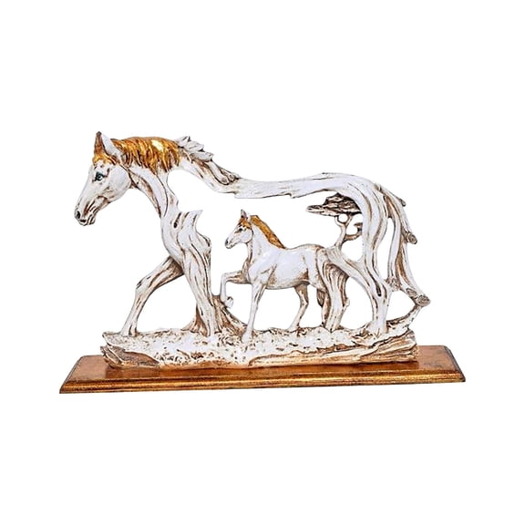 Desktop Figurine Delicate Workmanship Gorgeous Artwork Micro Decor Standing Galloping Horse Resin Statue for Home