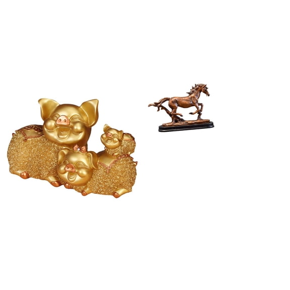 Desktop Figurine Horse Lucky Pig Resin Ornament Modern Design for Entrance Shelf Bedroom Office Display