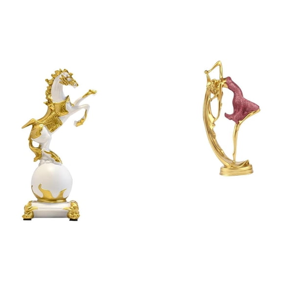 Desktop Figurine Horse Statue Dancing Girl Resin Craft Vivid Details for Living Room Bedroom Shelf