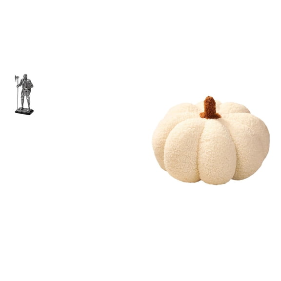 Desktop Figurine Knight Statue Pumpkin Cushion Soft Plush Material for Entryway Home Decoration