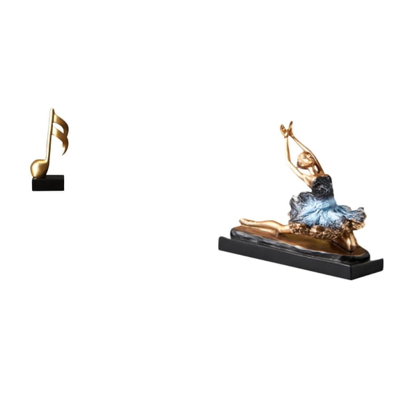 Desktop Figurine Music Note Sculpture Ballet Dancer Statue Resin Material for Office Desk Home Decor Art Enthusiasts
