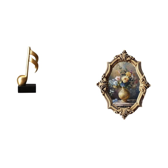Desktop Figurine Music Note Sculpture Picture Frame Resin Material Tabletop Ornament Bedroom Gallery Gift