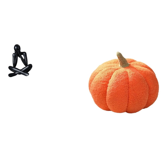 Desktop Figurine Pumpkin Plush Sculpture Abstract Ornament Featuring Lightweight Plush for Living Room Office Shelf