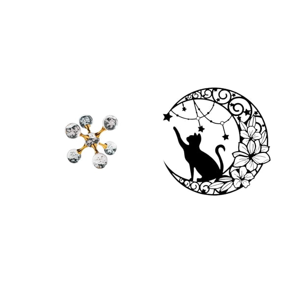 Desktop Figurine Sculpture Metal Black Cat Wall Art Glass Design Modern Decoration for Home Living Room