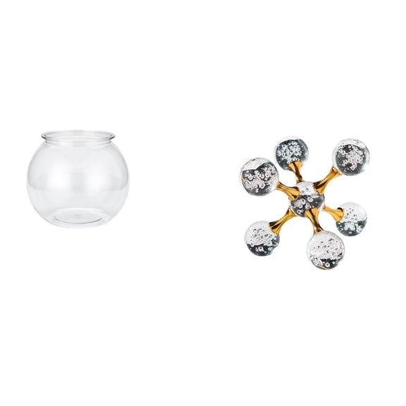 Desktop Figurine Sphere Ornament Small Round Fish Bowl Vase Durable PP Glass Material Living Room Bookshelf Office Decor