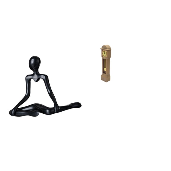 Desktop Figurine Thinker Abstract Sculpture Miniature Dollhouse Clock Durable Material Model Home Housewarming