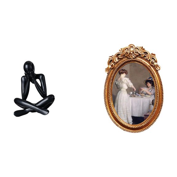 Desktop Figurine Thinker Abstract Sculpture Photo Frame Eco Friendly Resin Material for Home Office Shelf Decoration