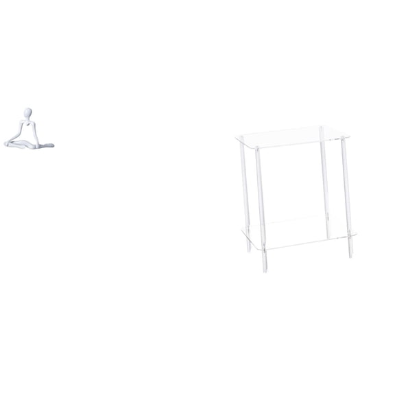 Desktop Figurine Thinker Abstract Sculpture Rectangular Side Table Clear Acrylic Material for Bedroom Office Home Decor
