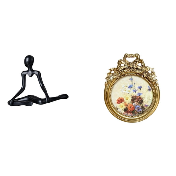 Desktop Figurine Thinker Abstract Sculpture Round Picture Frame Resin Material for Office Home Decoration Gift
