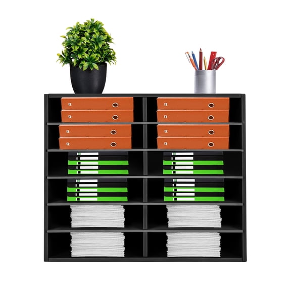 Desktop File Organiser, Large Capacity with 12 Slots, PVC Construction, Durable, Easy to Assemble, Modern Design for Office or School Use