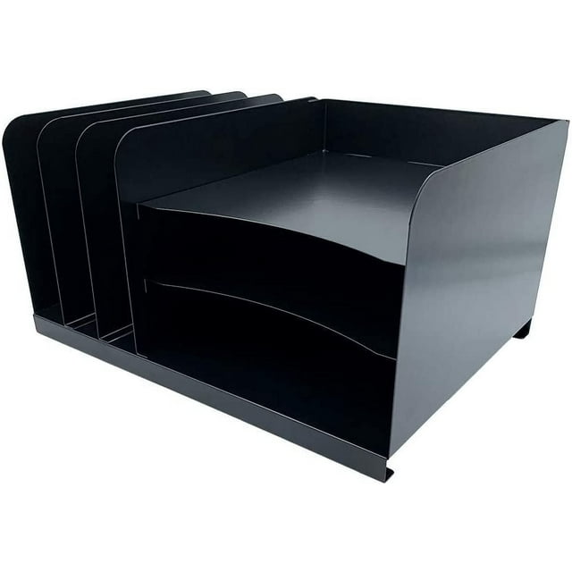 Desktop File Organizer, Combination Vertical 3/Horizontal 3 Slot, Black