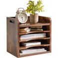 thumbnail image 1 of Desktop File Organizer with Handle, Document Letter Mail Tray Sorter with 3 Adjustable Shelves, 5 Tiers Paper Holder for School Home Office Desk, Rustic Brown,13.4 * 12.4 * 9.06" UHBC006H, 1 of 8