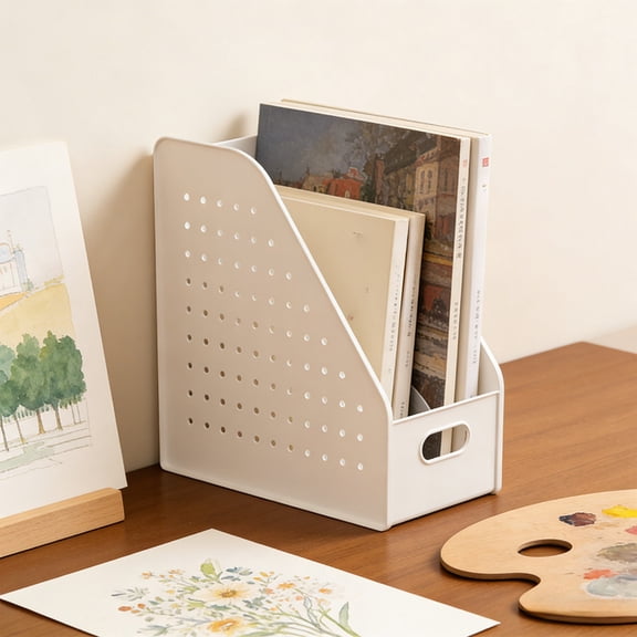 Desktop File Organizer Rack 10.55 x 5.75 x 1 1.81 inches ,Compact Vertical Document Holder Office File, Stand up Organizer ,for Desk Binder Storage ,Magazine file holder