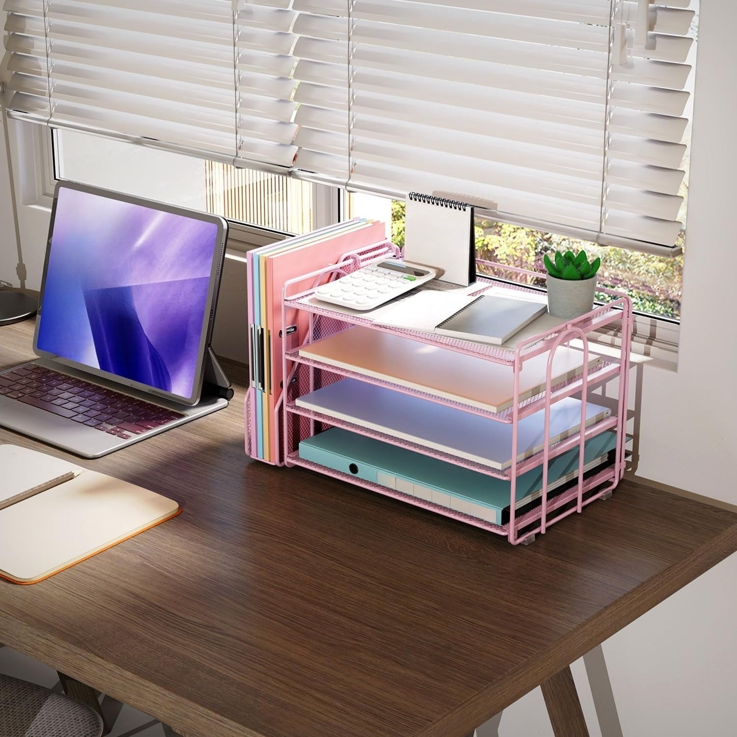 Desktop File Organizer with Magazine Holder – Heavy-Duty Paper Tray for ...