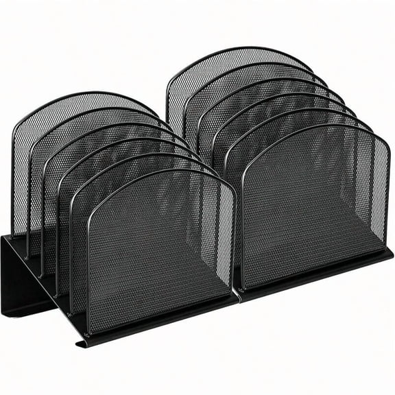 Desktop File Organizers 2 Pack Inclined Document Holders 5 Section Office plies Mesh Vertical File Sorters Metal File Storages 2