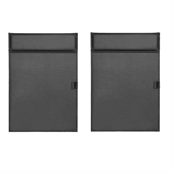 Desktop File PU Leather Folder A4 Meeting Clipboard Office Meeting Board Clip Black Data Binder with Pen Cover 2PCS