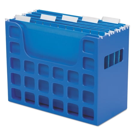 Desktop File With Hanging Folders, Letter Size, 6" Long, Blue