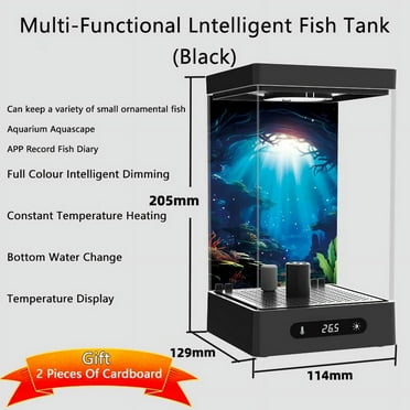 Desktop  Fish Tank with LED Light, Adjustable Light Isolation Small Aquarium, Mini Plastic Fish Tank with Dimmable Lighting, Betta Fish Tank for Home Decor