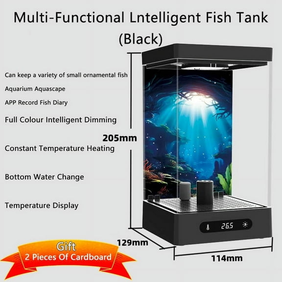 Smart Betta Aquarium with App Control, 1.6L Desktop Tank with LED Lighting & Temperature Control, Heated Mini Tank for Small Fish