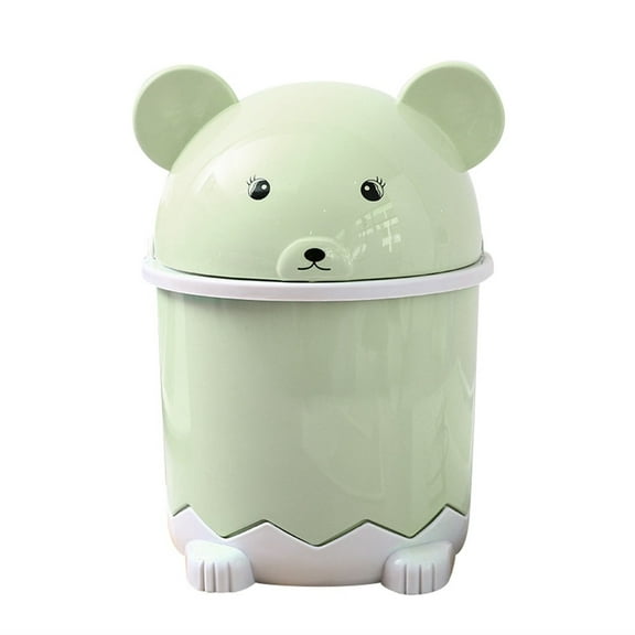 Desktop Flip Trash Can Cover Panda Shape, Portable Mini Tabletop Garbage Storage Bin, Compact Press-Type Waste Container for Home Office Dorm Desk Vanity Bathroom Bedroom Kitchen Countertop Storage