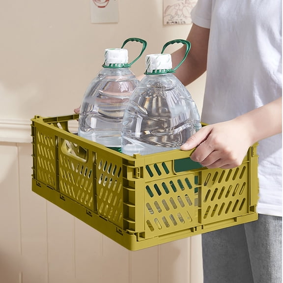 Desktop Folding Storage Basket | Foldable Plastic Mesh Organizer Bin 16.93x11.72x6.57in | Multiuse Ventilated Container for Snacks, Stationery, Cosmetics, Fruits | 1 Pack