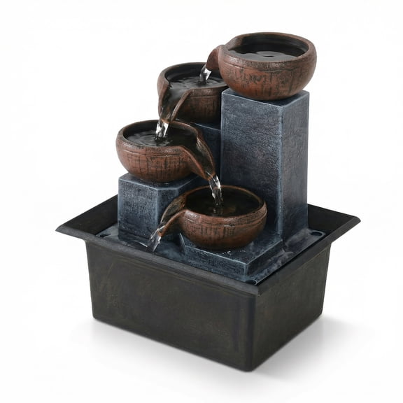 Desktop Fountain Waterfall Meditation - LED Lights, 4 Tiers, Indoor, 1pc