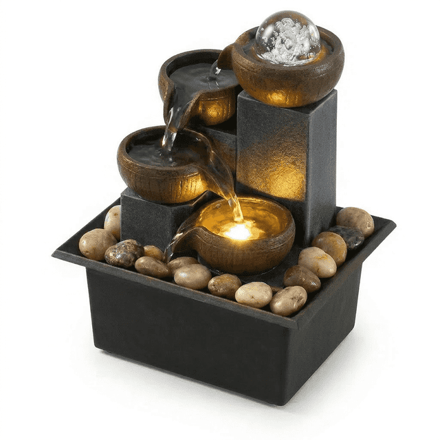 Led Downlights Label Desktop Fountain Level 4 Tabletop Waterfall - LED Lights, Indoor, Brown ...