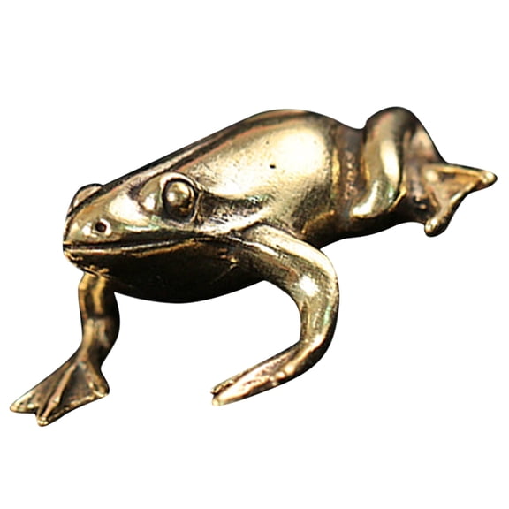TABLZONE Golden Brass Frog Figurine for Home Decor Handcrafted Tea Pet