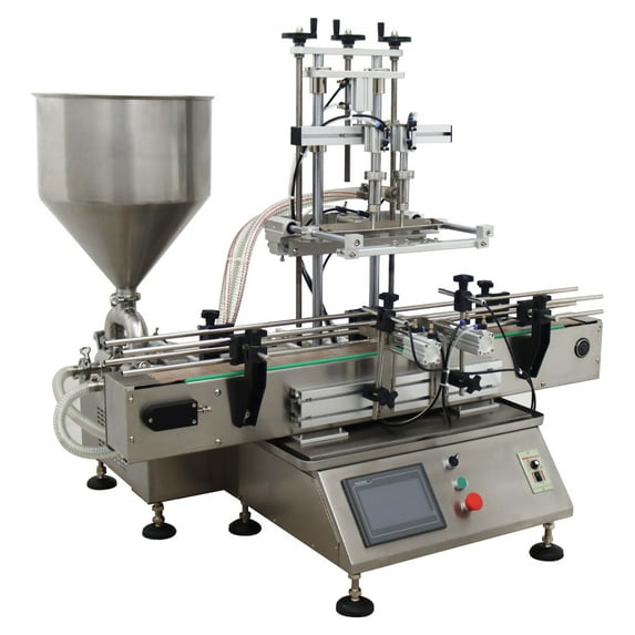 Desktop Fully Automatic Double Head Paste Filling Machine Paste Syrup Honey Jam Sauces Filling Packing Machine with Conveyor Belt 110V 100-1000ml