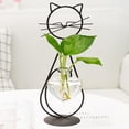 thumbnail image 1 of Desktop Glass Planter Vase Holder, Metal Cat Plant Terrarium Stand for Plants Creative Decorations for Home Patio Lawn Garden, 1 of 6