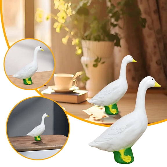 Desktop Goose 7" Large White Goose, 1/2PC Garden Décor, Vibrant And Clean Painted Goose Feet - Indoor Or Outdoor Decorative Figurine For Garden, Patio, Or Entryway Accent