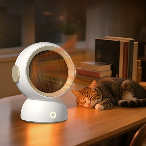 Desktop Heater Small Household Heater, 1200W Round-Shape Fast Heating for Office and Bedroom, Overheat Protection and Cool-Touch Housing, Compact and Portable for Winter Use