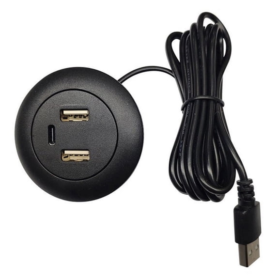 Desktop Hole Embedded USB Hub Type-C USB Charger Splitter,1 * Desktop Hole Embedded USB Hub,Black