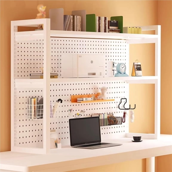 Desktop Hutch Shelf - Large Capacity Desk Organizer With Adjustable Shelves, Monitor Stand & Bookshelf For Home Office, Dorm & Study