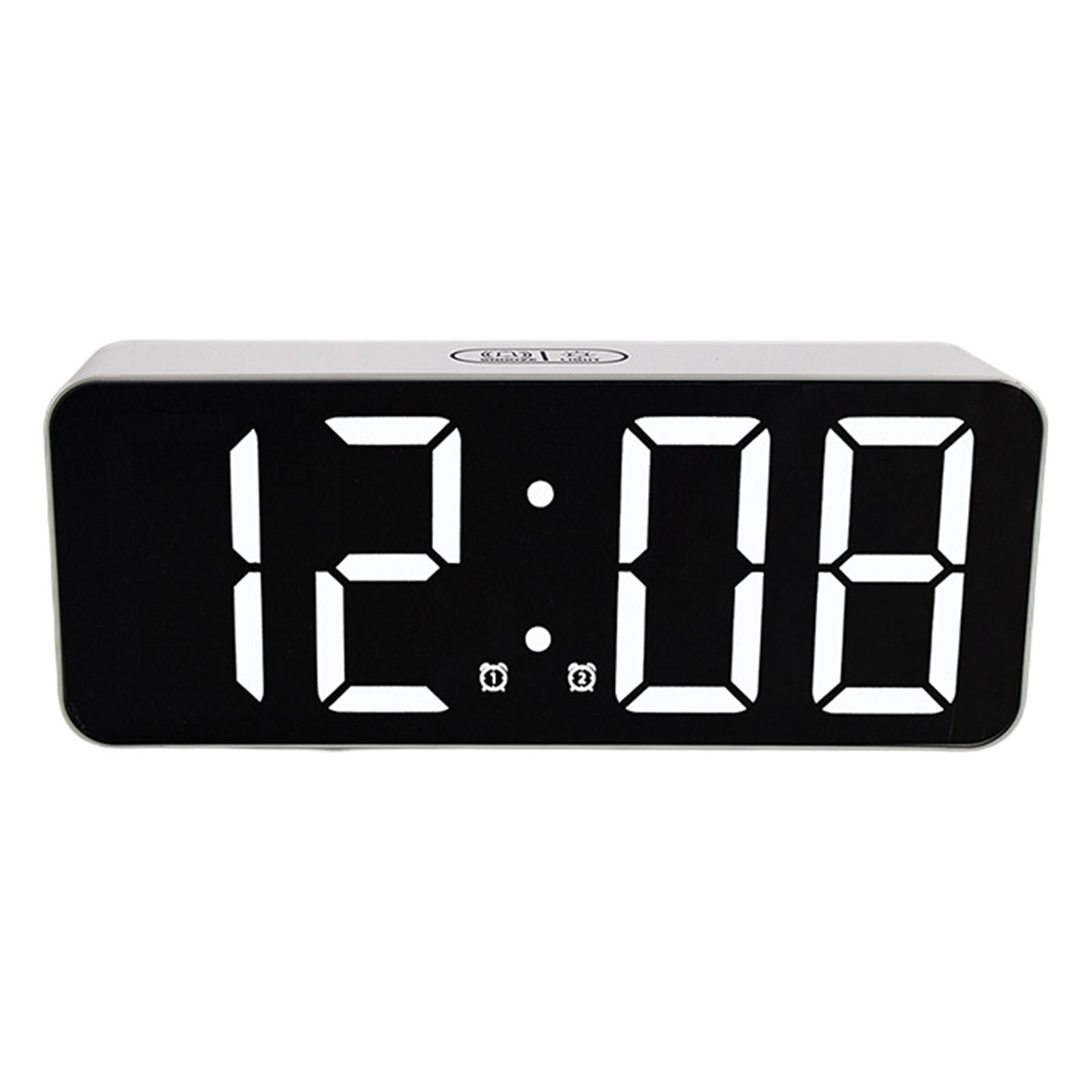 Desktop LED Digital Clock Mirrored Calendar for Living Room Hall Black Mirrored