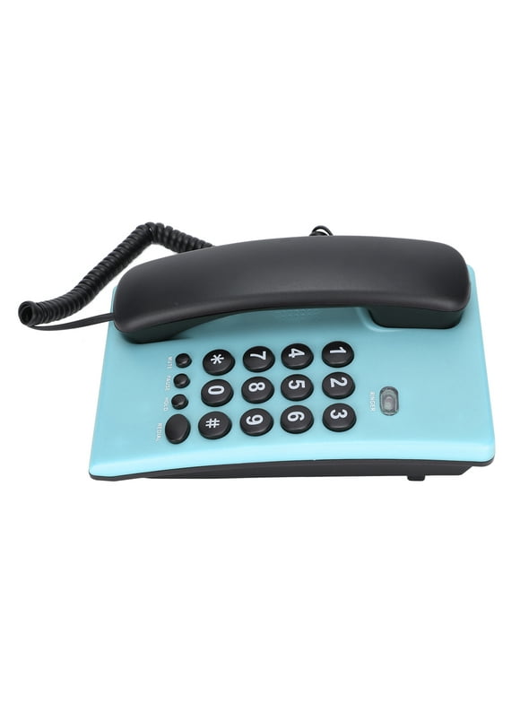 Desktop Landline, Last Number Redial Corded Telephone  For Office For Home Blue