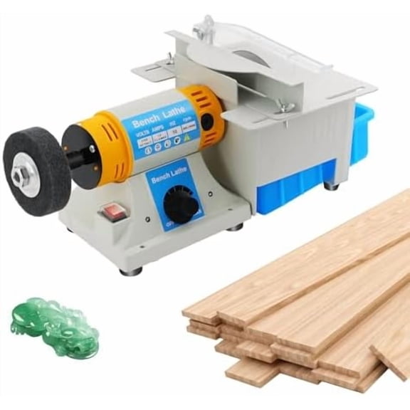 Desktop Lapidary Saw, 110V Gem Jewelry Rock Polishing Buffer Machin, Multi-Functional Bench Lathe Polisher Cutter, for Grinding/Polishing/Drilling, 10000r/Min$$Tools & Hardware Other
