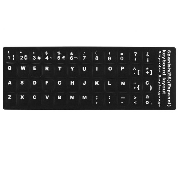 Desktop Laptop Spanish Keyboard Decal Protector Large Letters Sticker Black