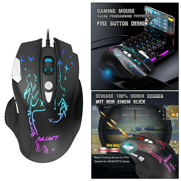 Desktop Laptop USB RGB Gaming Mouse Mice 8 Button, 4 DPI Options for Games & Work
