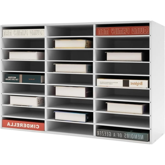 Desktop Literature Organizer, 27-Slots Classroom Keepers Literature Storage Rack PVC File Holder Mailbox W/Screwdriver for Storing Documents, Contracts.