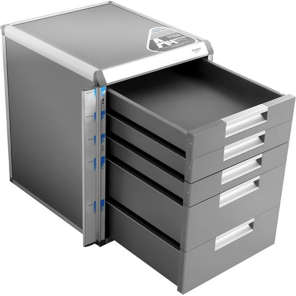 Desktop Lockable Document Storage Box Drawer, Aluminum Alloy File Organizer Office Storage Cabinet Metal Drawer Box with Side Labels for Home Office Classroom Law Firm