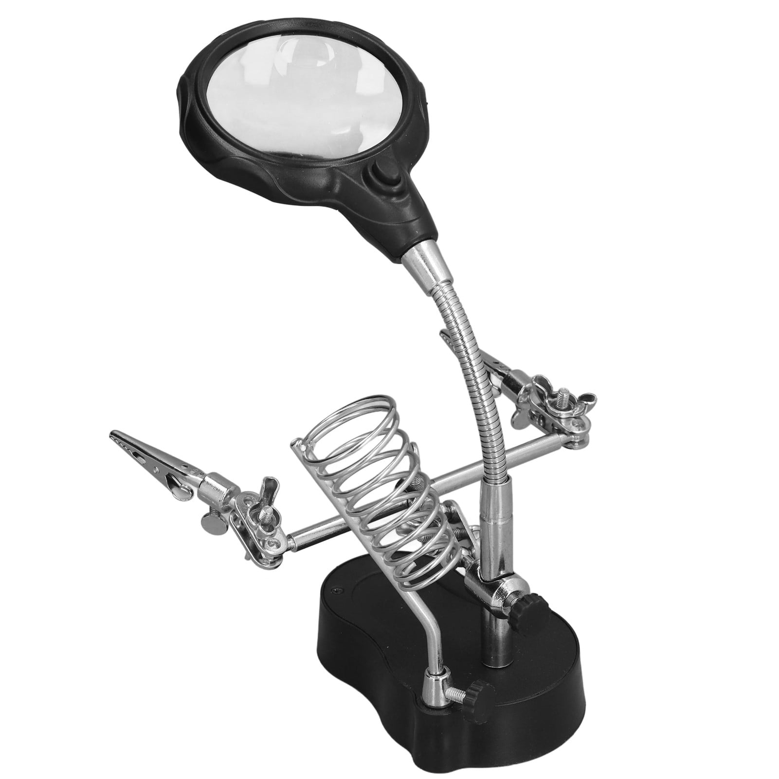 Desktop Magnifying Glass Soldering Station, LED Light Helping Hands Magnifier Soldering Station