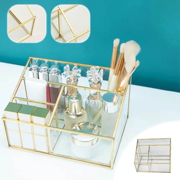 Desktop Makeup Brush Organizer Holder with Lid for Storage of Brushes Sponges and Beauty Tools Ideal for Travel