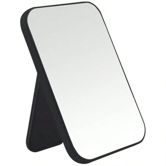 Desktop Makeup Mirror 8 Inch Portable Mirror Simple Folding Makeup Mmirror with Stand Standing Wall Hanging Double-Duty Black