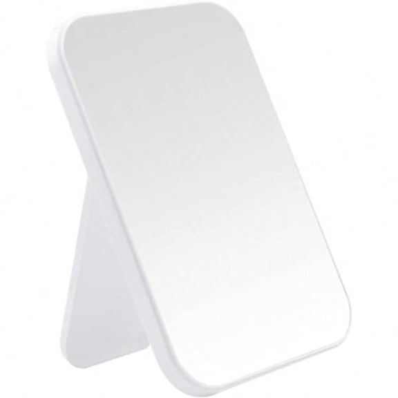 Desktop Makeup Mirror 8 Inch Portable Mirror Simple Folding Makeup Mmirror with Stand Standing Wall Hanging Double-Duty White
