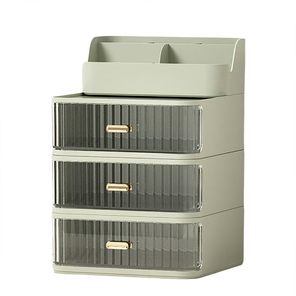 Desktop Makeup Organizer Storage Box with Clear Drawers Stackable Cosmetic Storage Container for Vanity Desk Countertop and Office Organization