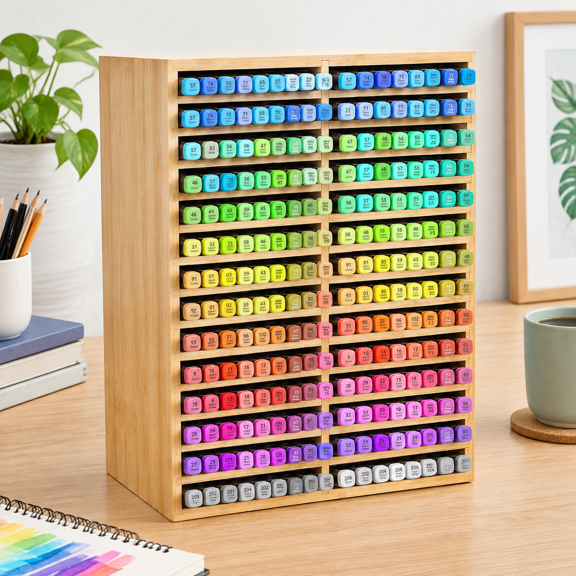 Desktop Marker Organizer, Holds Up To 224 Markers, Durable FSC-Certified Material, No Assembly Required